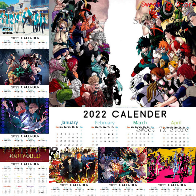 Calendário de ano novo 2022 cartaz do anime arte cartaz jujutsu